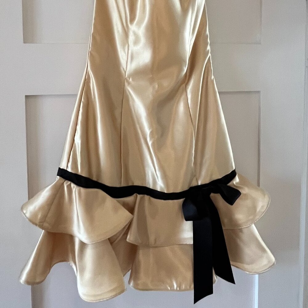 Gold Satin Jessica McClintock from Sax department store Size one strapless